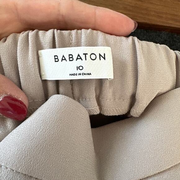Aritzia Babaton Conan Tuxedo Stripe Trouser Beige/Cream Stripe ,Size 10 NWOT - Picture 5 of 7